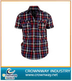 Men's Short Sleeve Shirt with Checkered Pattern