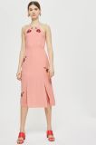 New Fashion Summer Pink Embroidered MIDI Slip Backless Dresses Wholesale