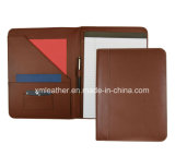 Tan Leather Non Zip A4 Presentation File Folder with Note