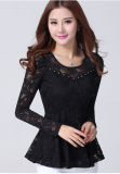 Summer Round Neck Slim Women Lace Blouse with Good Quality