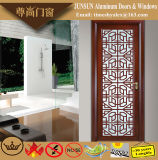 Chinese Style Sandal Wood Grain Aluminium Decorative Casement Door