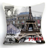 Vintage Square Eiffel Tower Design Decor Fabric Cushion W/Filling