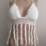 Custom OEM Hand Crochet Fringe Halter Bra Bikini Top Tank