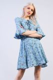 Women Customized Blue Floral Print Vines Casual Dress
