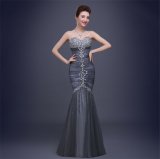 D1175 Luxury Strapless Mermaid Evening Dresses with Crystal Sequins
