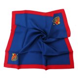 Solid Navy Red Custom Logo Scarf Natural Silk and Polyester Satin Twill (LS-37)