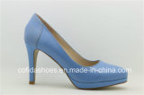 Blue Waterproof Platform Leather Lady Shoes