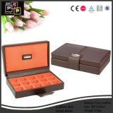 Luxury Hand Made Brown PU Leather Cufflink Box (8440)