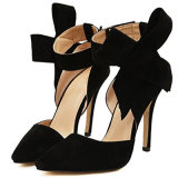 Pointy Suede High Heel Women's Shoes with Big Bowknot Sandals
