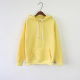 100% Pre-Shrunk Cotton Plain Pullover Workout Yellow Hoodie