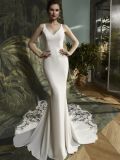 Satin Mermaid Lace Evening Bridal Wedding Dress