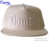Custom White Leather Brim 5 Panel Hat Snapback Cap