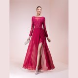 Fuchsia Detachable Skirt Lace A Line Evening Dress