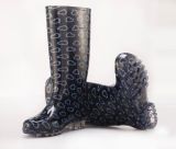 Popular Style Print PVC Rain Boot, Cheap Rain Boot, Woman Transparent Boots