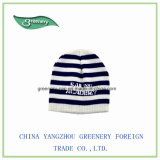 Promotional Black and White Striped Embroidery Knit Hat