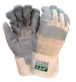 Knitted Seamless Liner Safety Work Glove with Cow Leather Palm