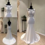 Satin Lace Beading Mermaid Evening Gown Wedding Dress