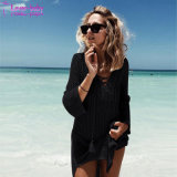 Lace-up Neck Long Fishnet Beachwear Dress L384944