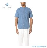 Fashion Collarless Short Sleeves Men Denim Shirts by Fly Jeans