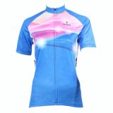 blue & Simple Patterned Women's Cycling Jerseys Short Sleeve Breathable Row of Han Sport Outdoor