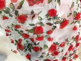 Hand Make 3 D Rose Embroidery Newet Arrival Net Lace Fabric for Dress