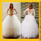 Long Sleeve Ball Gown White Organza Bridal Wedding Dress Rr3015