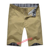Men Casual Solid Color Khaki Simple Design Leisure Shorts (S-1513)
