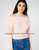 OEM Fashion Hot Sales Round Neck Spandex Sweater Blouse (W17-769)