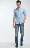 Button Down Collar Slim Fit Blue Shirt for Men