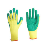 Gold Supplier Yellow Cotton Green Crinkle Latex Gloves