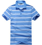 Customize Cheap Promotional Knitted 100%Cotton Stripe Men Polo T Shirt
