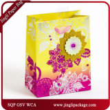 Flower Printed Gift Paper Bags Floral Gift Bags with Printing Diamond and Glitter and Popups