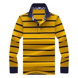 Customized High Quality 100% Polyester Man's Long Sleeve Strips Polo Shirt