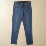 Ripper Lady Jeans with Stretch Waistband and Distinctive Bottom Hem (HDLJ0008-17)