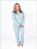 Women's Long Sleeve Pajamas Sleepwear Nightgown Fabric Cotton Flannel Printed