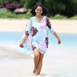 2018 Latest Women Beach V-Neck Cover up Floral Print Chiffon Dress