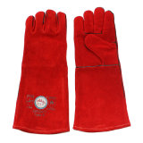 Red Cowhide Split Leather Industrial Hand Welding Work Gloves