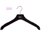 Wholesale Custom No Slip Black Flocked Clothes Hanger