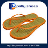 Fashion Comfortable Cotton Straw Insole Beach Women Fancy Slipper Orange