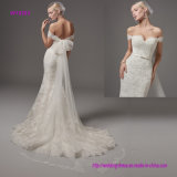 Sweetheart Neckline off Shoulder Wedding Dress with a Large Bow on The Back