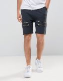 Men's Skinny Jersey Shorts with Gold Zips
