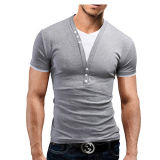 New Man's T Shirt for Summer V Neck Cotton Garment