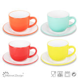 8oz Candy Color Cup and Saucer Hot Selling Wholesale