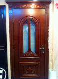 Solid Wooden Door with Glass Design