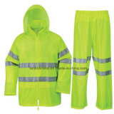 Soft Reusable Yellow Rain Wear Jacket with Eflective Tapes