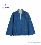 Relaxed Fit Women Denim Jackets with Concealed Snap Fastenings