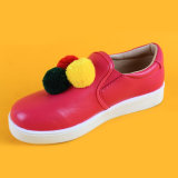 PU Leather Cute Ball Decoration Rose Kids Loafters Flat Shoes