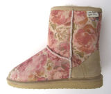 Fashion Printed Flower Sheepskin Kangroougg Ankle Boots for Women