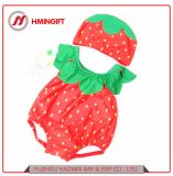 Strawberry Watermelon Fruit Printing Swimwear Boys Girls Red Wave Point Swimming Swimsuit with Cap