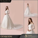 Guangzhou China Factory Wholesales Wedding Dress off Shoulder Bud Silk Satin Wedding Dress
